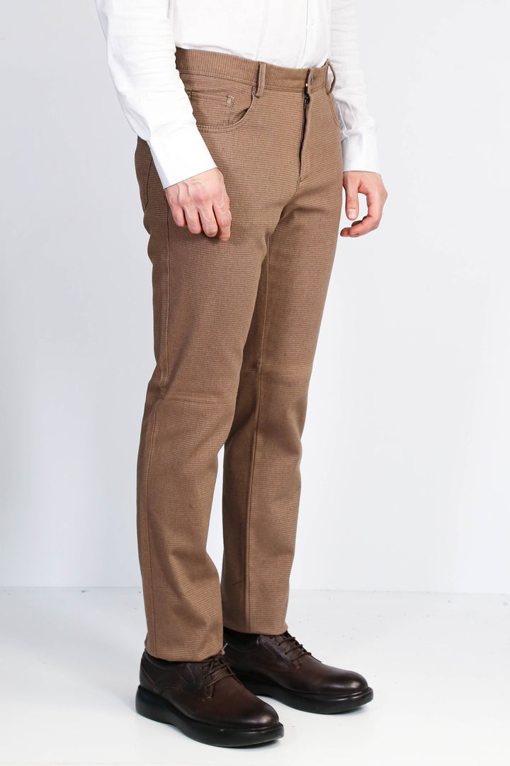 Dar Kesim Pamuk Açık Kahverengi Erkek Pantolon - Wessi