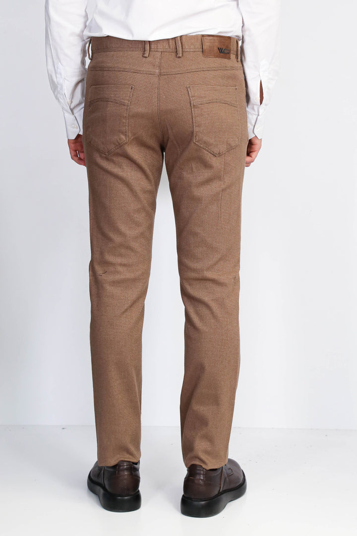 Dar Kesim Pamuk Açık Kahverengi Erkek Pantolon - Wessi