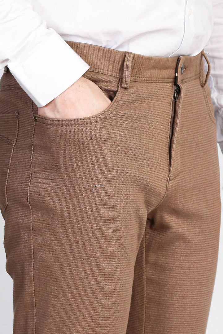 Dar Kesim Pamuk Açık Kahverengi Erkek Pantolon - Wessi