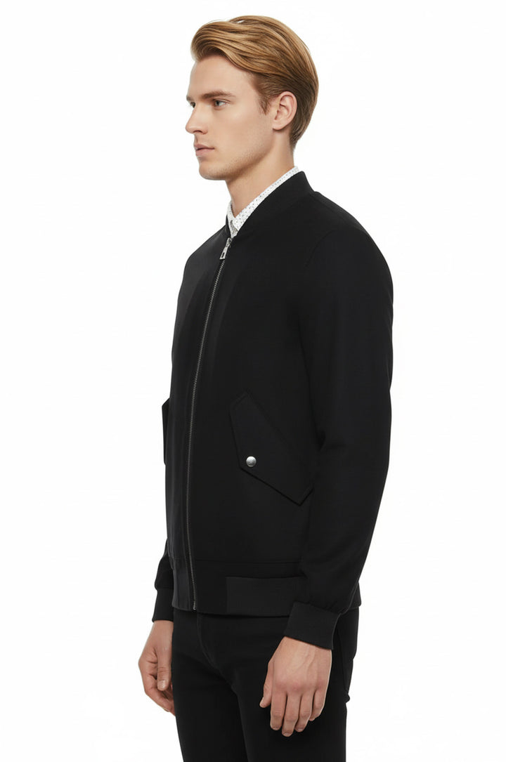 Kapaklı Cepli Süet Lacivert Erkek Bomber Ceket - Wessi