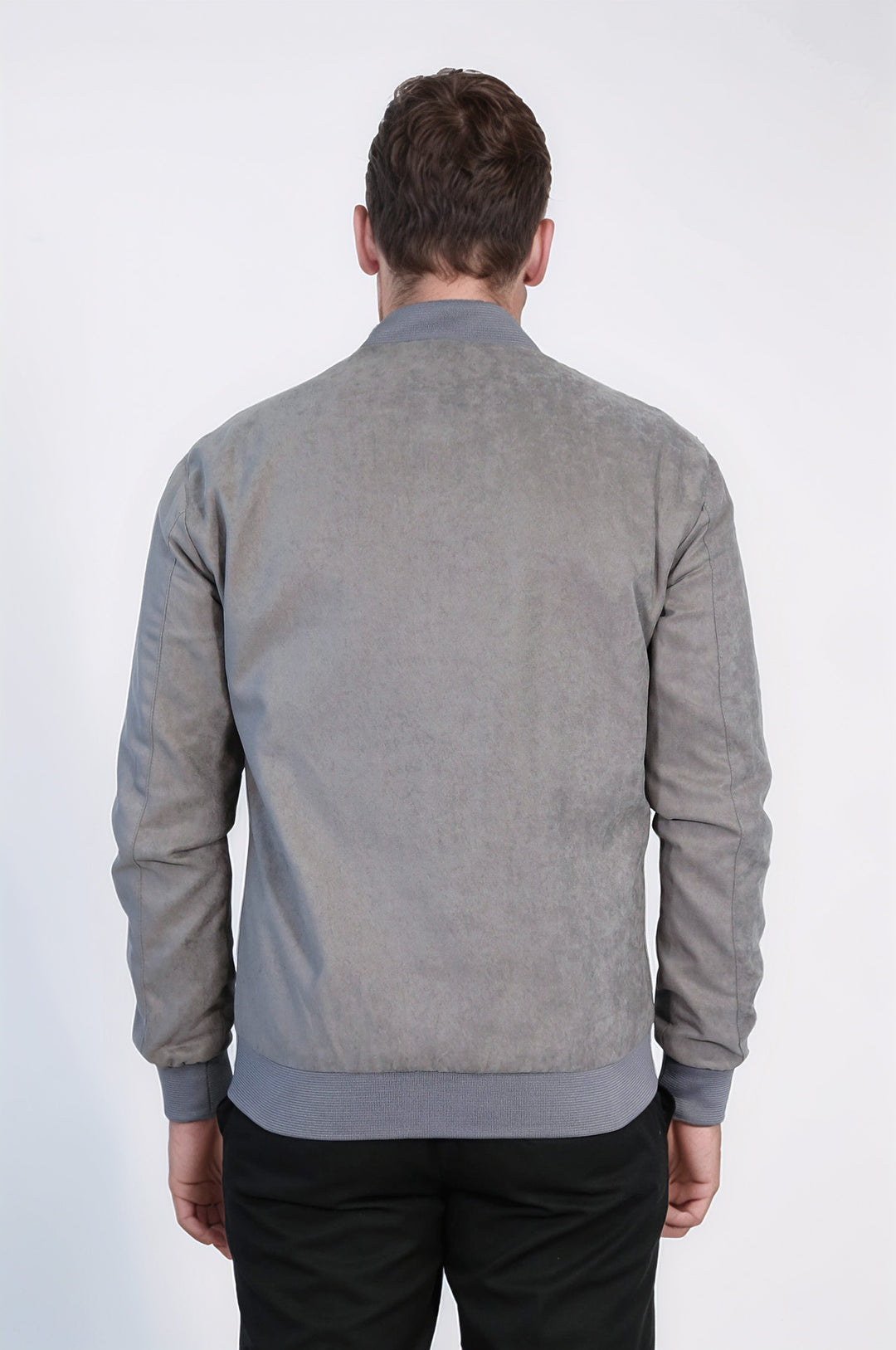 Gri Cepli Süet Bomber Mont - Wessi