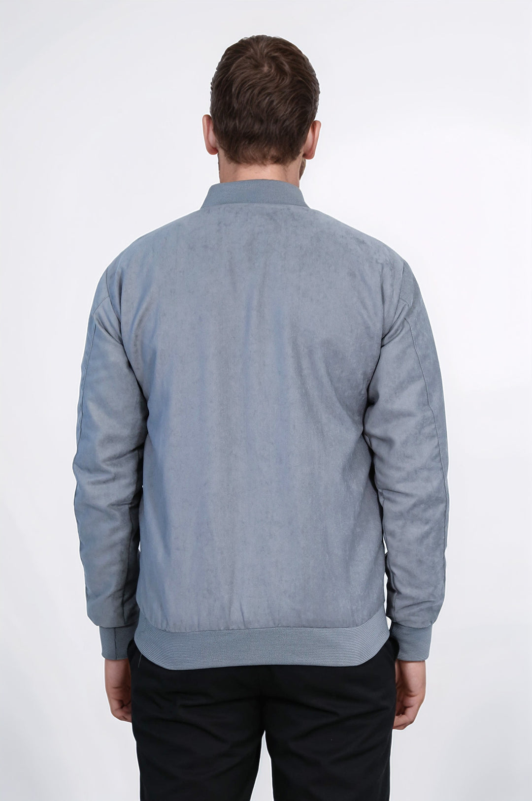 Desensiz Fermuarlı Cepli Gri Erkek Bomber Ceket - Wessi