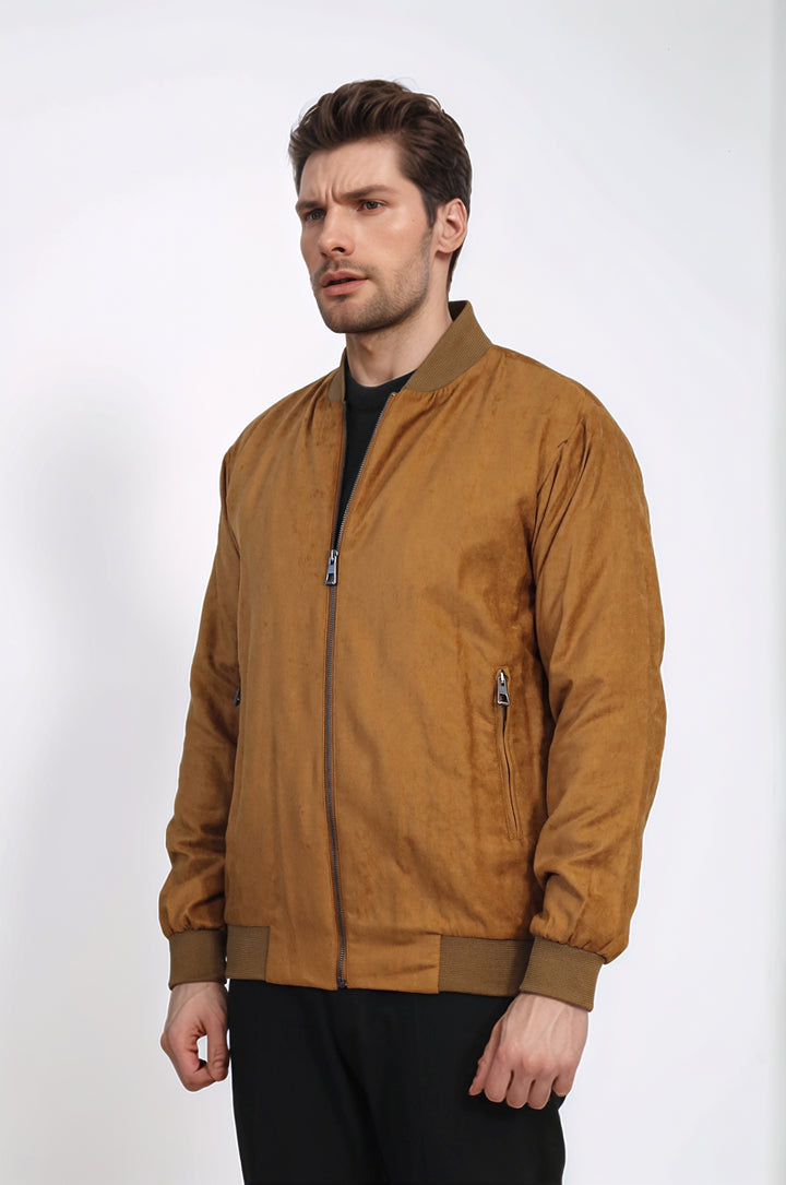 Taba Bomber Ceket, Siyah Triko, Siyah Pantolon Kombini - Wessi - Casual Şıklık
