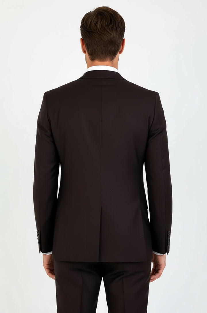 İki Düğme İki Parça Kahverengi Erkek Takım Elbise - Wessi