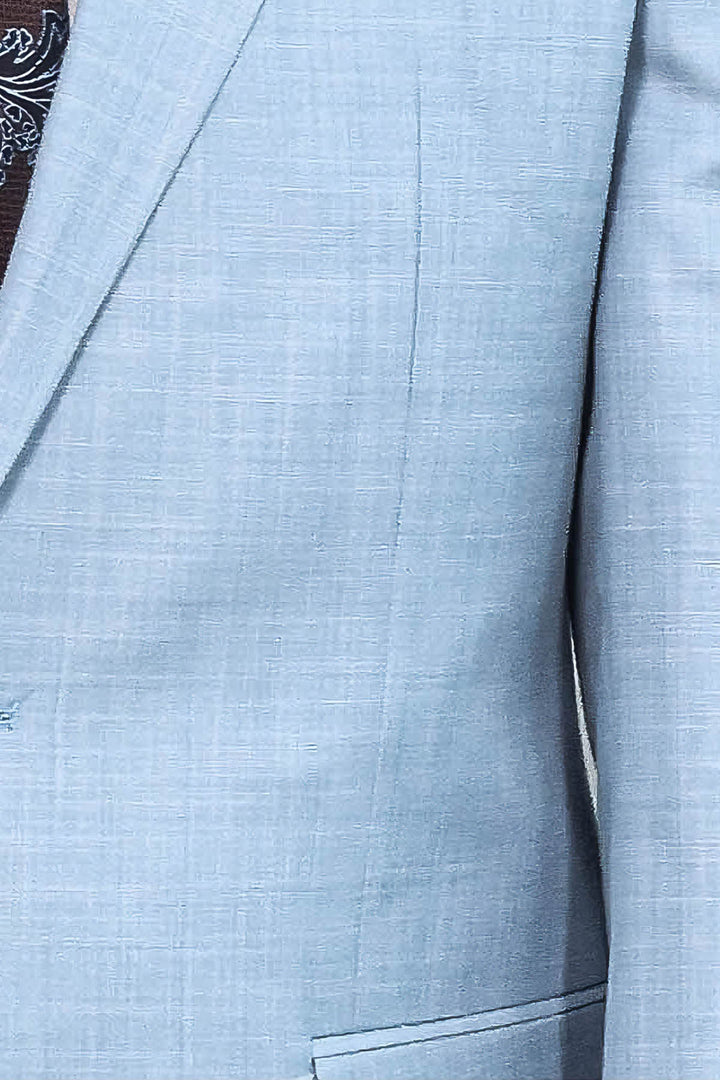 İki Parça Slim Fit Tek Düğmeli Açık Mavi Erkek Takım Elbise - Wessi