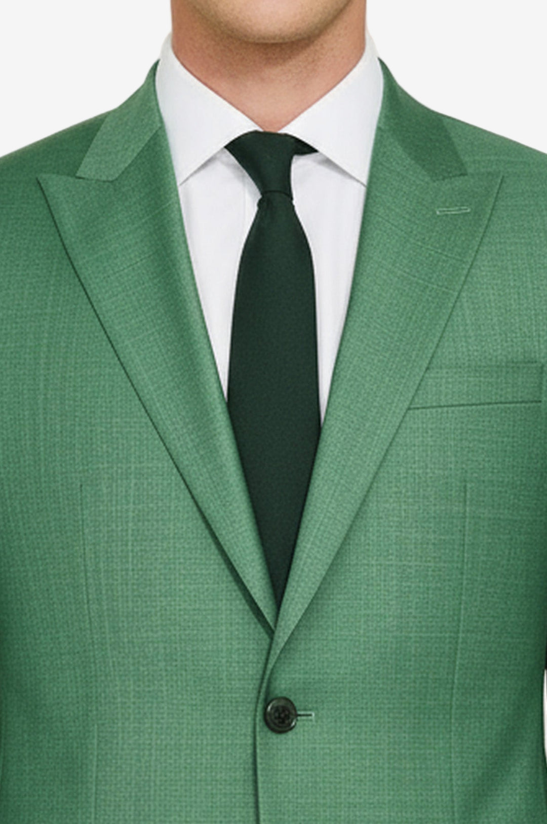 İki Parça Slim Fit Tek Düğmeli Yeşil Erkek Takım Elbise - Wessi