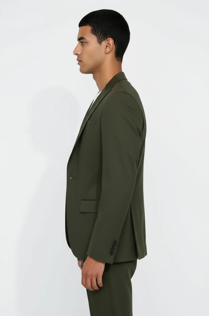 Tek Düğmeli Yeşil Erkek İkili Takım Elbise - Wessi