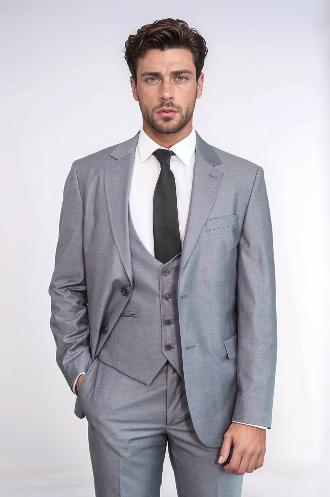 Light Grey Claro Vestido Hombre Gris Slim-Fit Gri Takım Elbise