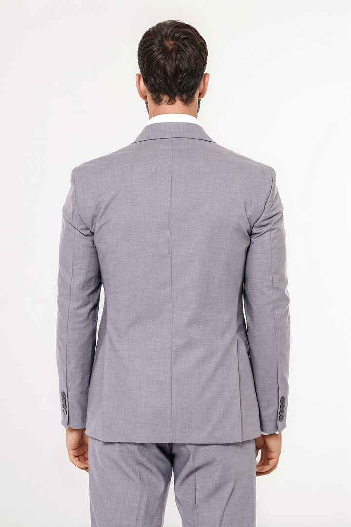 Desensiz Slim Fit Gri Erkek Takım Elbise - Wessi
