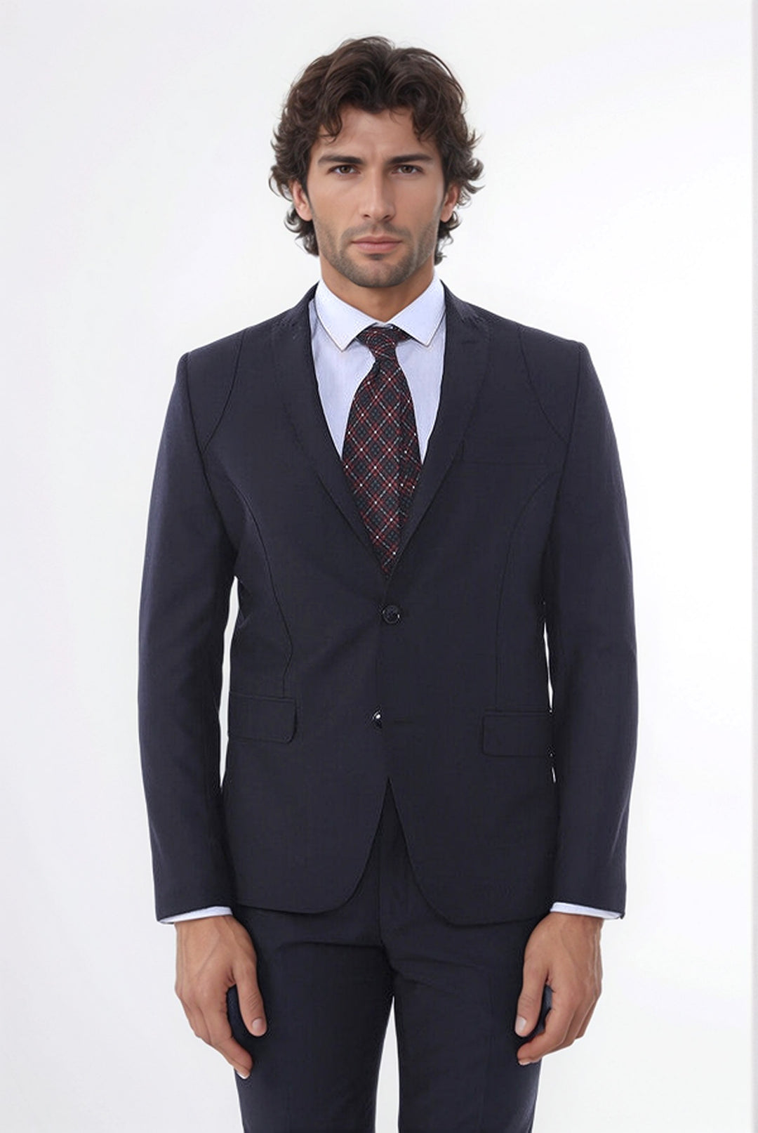 İki Parça Slim Fit Siyah Erkek Takım Elbise - Wessi