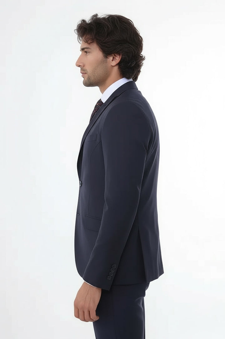 İki Parça Slim Fit Siyah Erkek Takım Elbise - Wessi