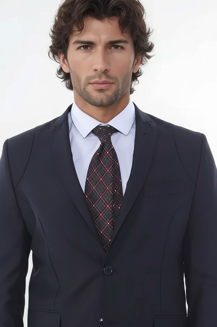 İki Parça Slim Fit Siyah Erkek Takım Elbise - Wessi