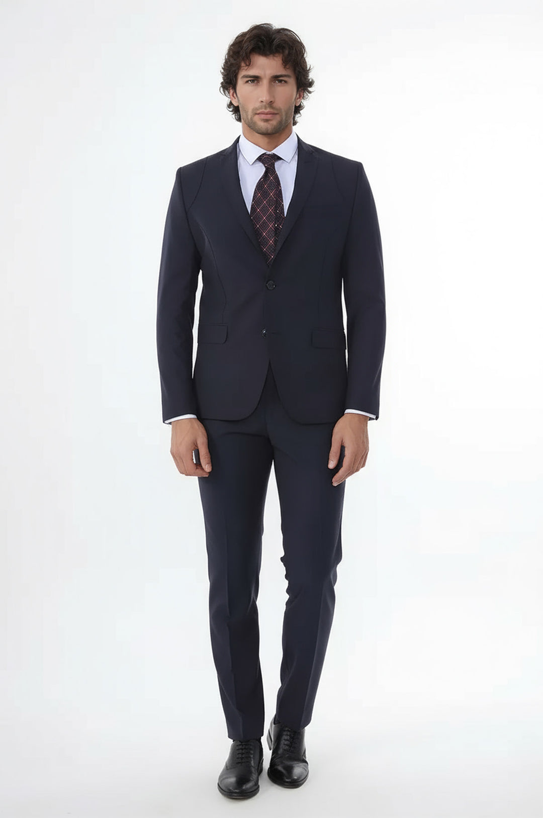 İki Parça Slim Fit Siyah Erkek Takım Elbise - Wessi