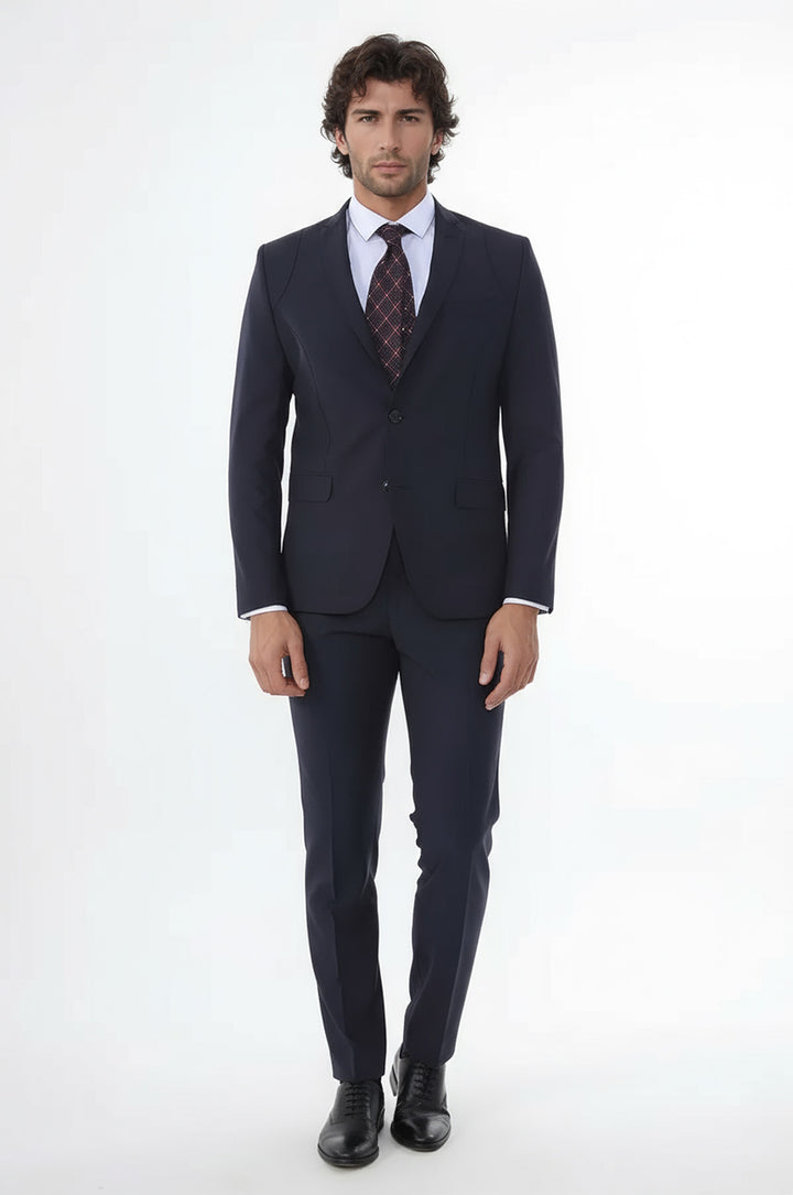 İki Parça Slim Fit Siyah Erkek Takım Elbise - Wessi