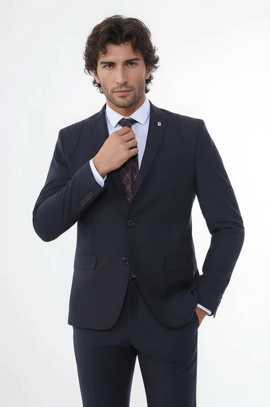 İki Parça Slim Fit Siyah Erkek Takım Elbise - Wessi
