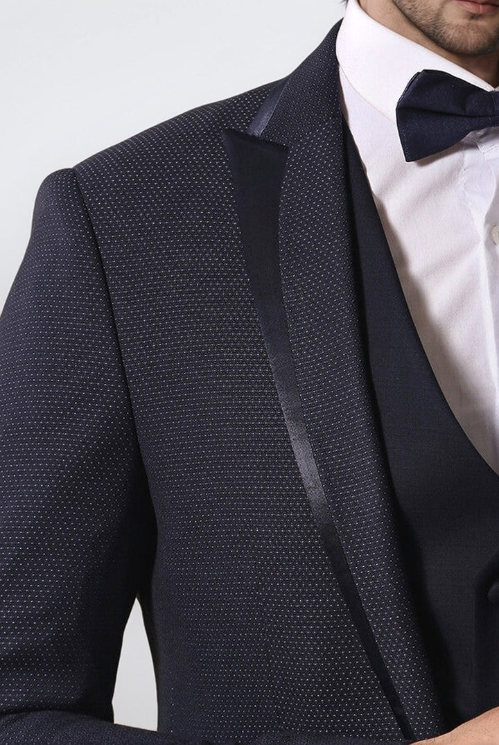 Nokta Desenli Yelekli Koyu Lacivert Damatlık - Wessi