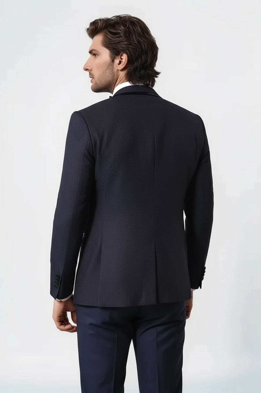 Nokta Desenli Yelekli Koyu Lacivert Damatlık - Wessi