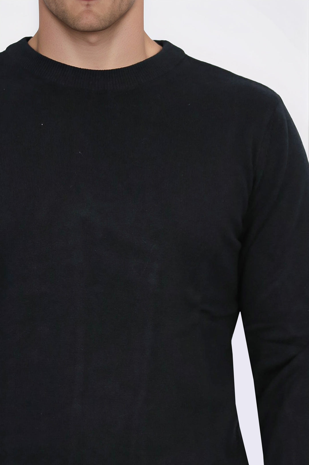 Bisiklet Yaka Uzun Kollu Slim Fit Siyah Erkek Triko - Wessi