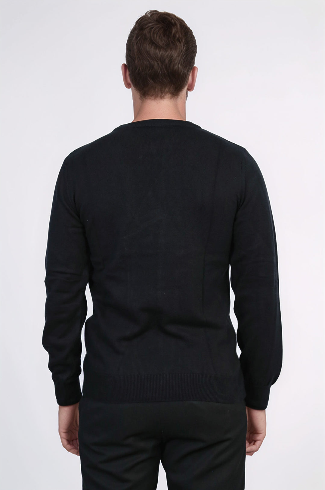 Bisiklet Yaka Uzun Kollu Slim Fit Siyah Erkek Triko - Wessi