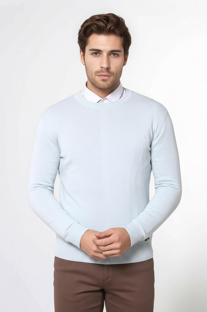 Bisiklet Yaka Buz Mavi Triko - Wessi