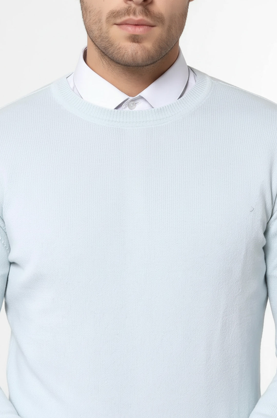 Bisiklet Yaka Buz Mavi Triko - Wessi