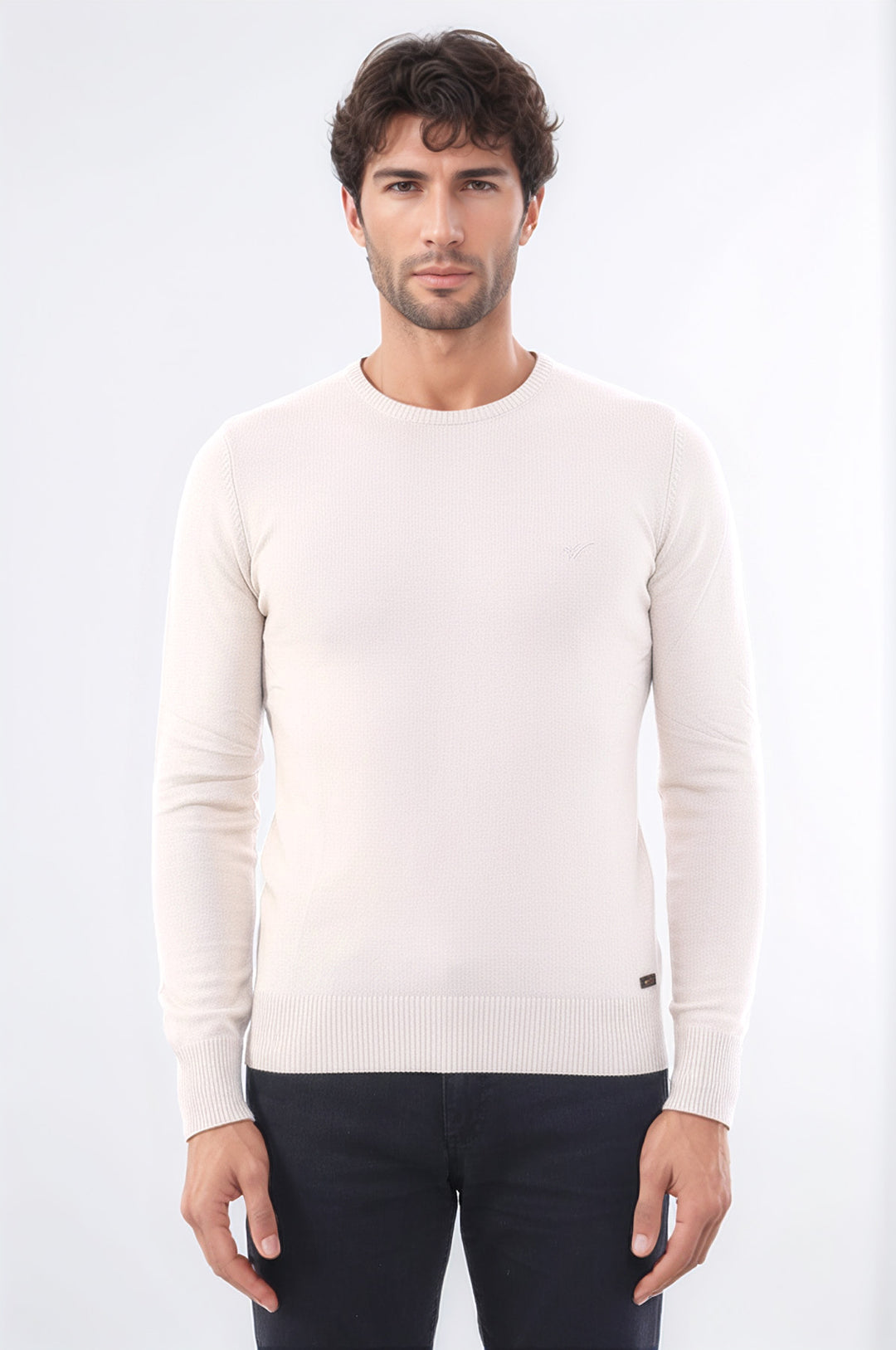 Bej Slim Fit Uzun Kollu Triko - Wessi