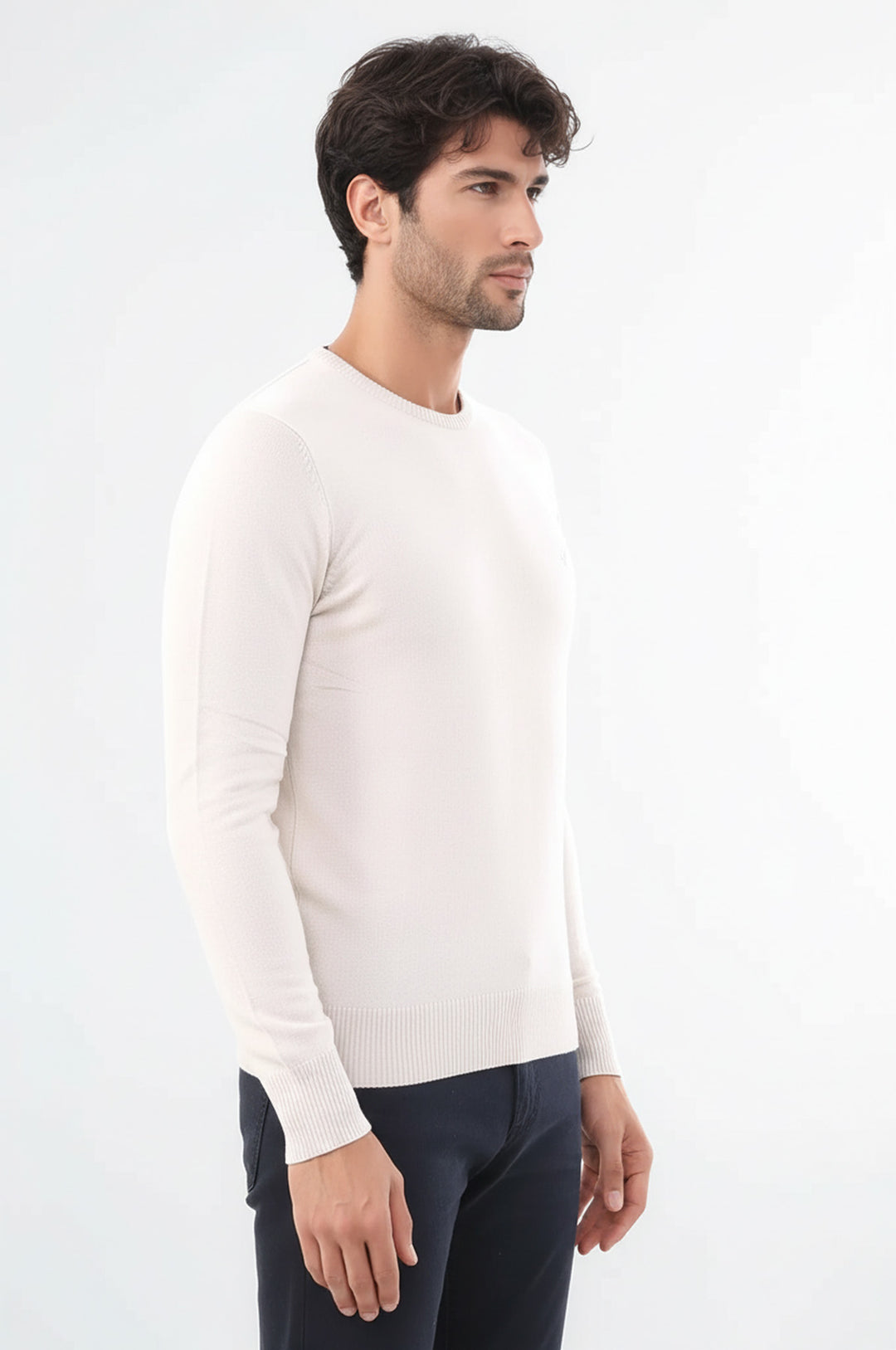 Bej Slim Fit Uzun Kollu Triko - Wessi