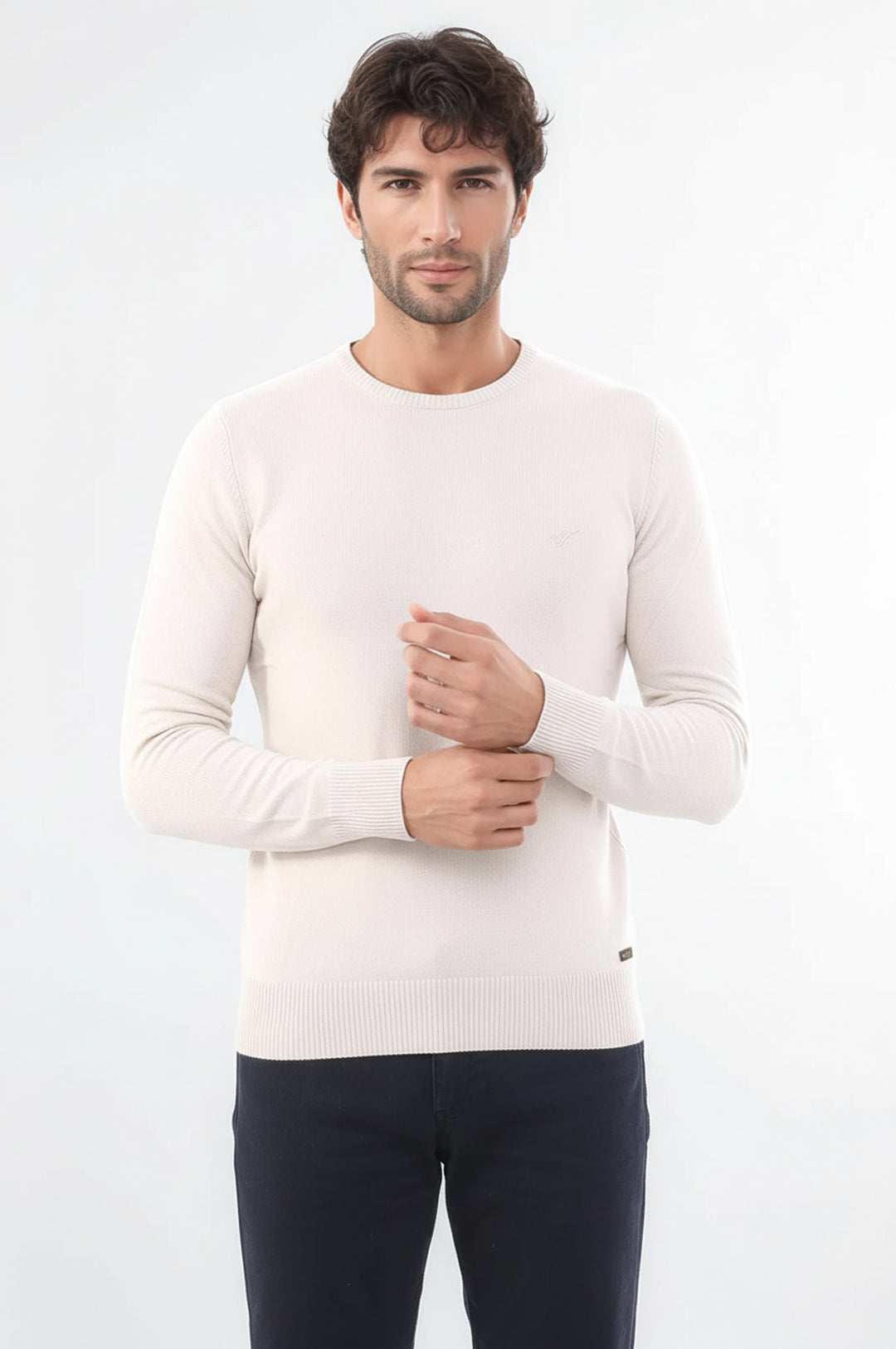 Bej Slim Fit Uzun Kollu Triko - Wessi