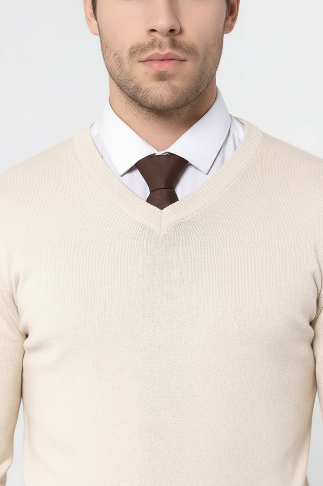 V Yaka Krem Triko - Wessi