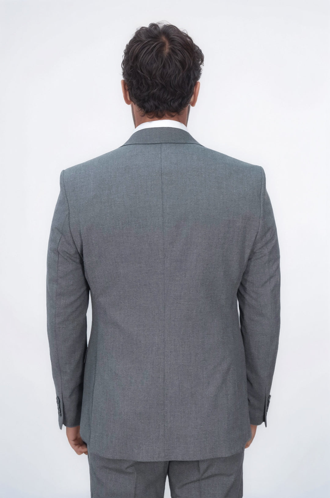 Tek Düğmeli Slim Fit Koyu Gri Yelekli Erkek Takım Elbise - Wessi