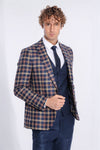 Ekose Ceketli Slim Fit Lacivert Erkek Takım Elbise - Wessi