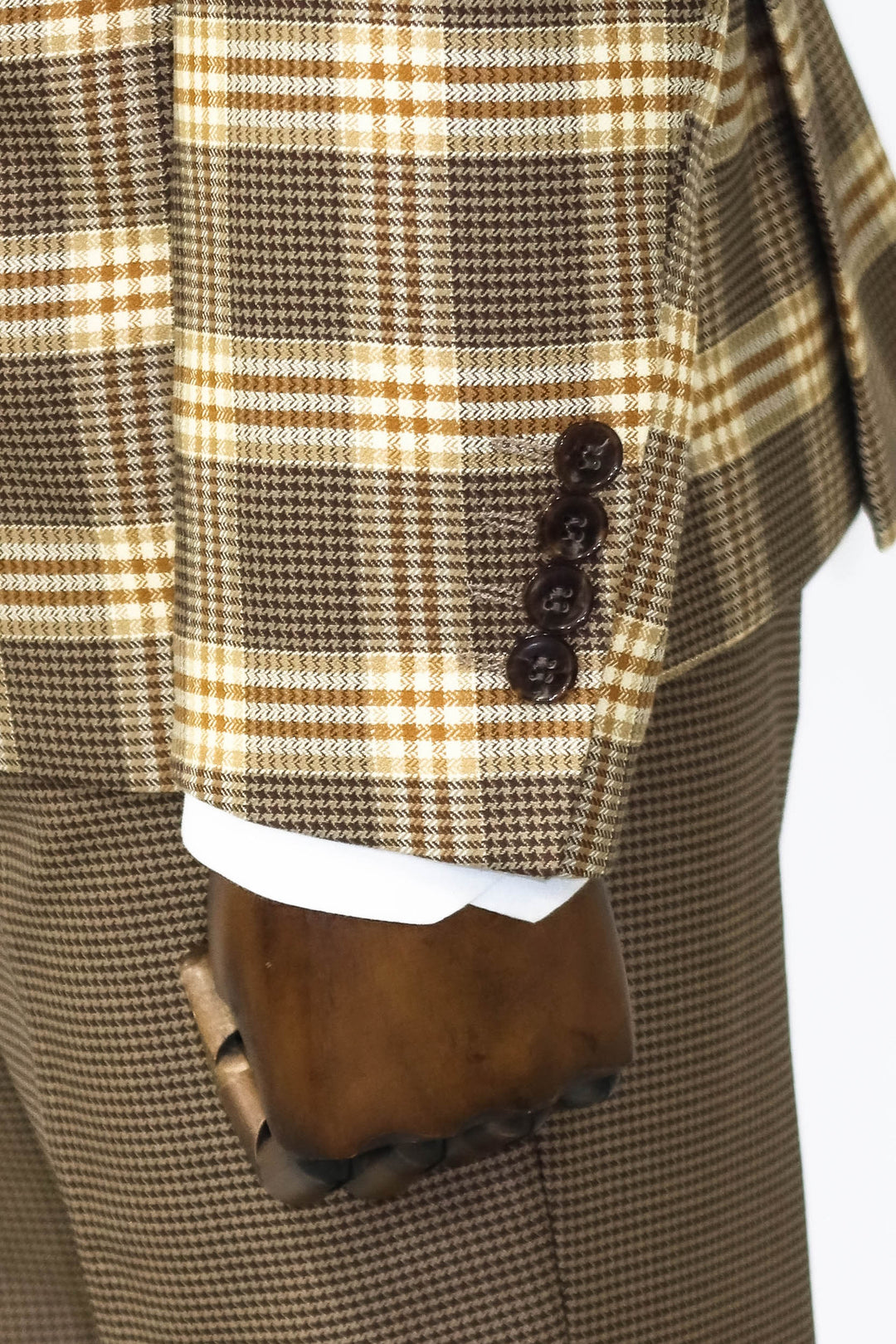 Ekose Yelekli Açık Kahverengi Erkek Takım Elbise - Wessi