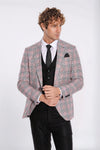 Bordo Ekose Ceketli Slim Fit Siyah Erkek Takım Elbise - Wessi