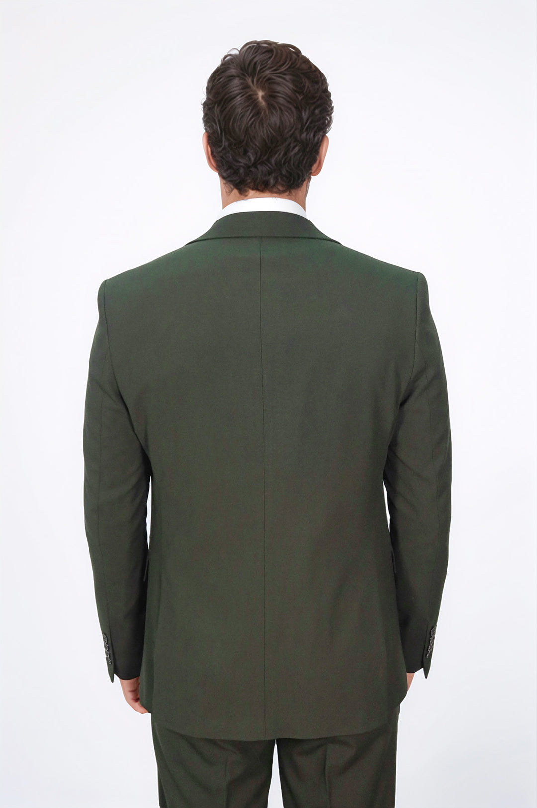 Tek Düğmeli Slim Fit Yeşil Yelekli Erkek Takım Elbise - Wessi