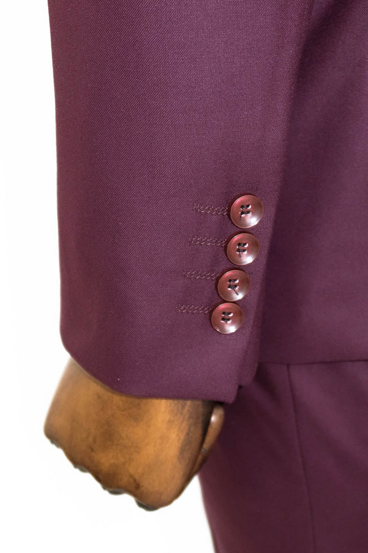 İki Düğme İki Parça Bordo Erkek Takım Elbise - Wessi