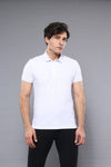 Polo Yaka Düz Beyaz T-shirt  - Wessi