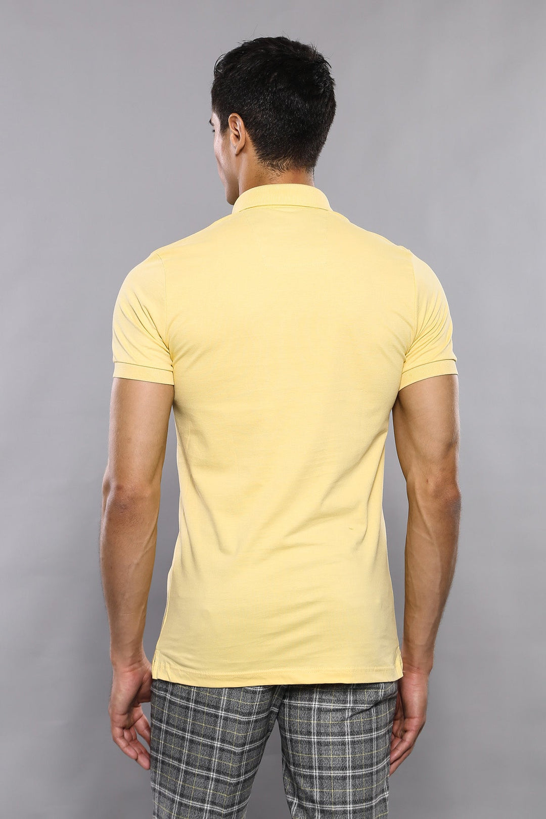 Polo Yaka Düz Sarı T-shirt | Wessi