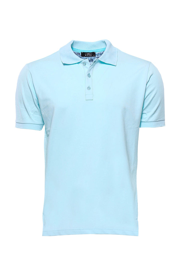 Polo Yaka Düz Açık Mavi T-shirt | Wessi