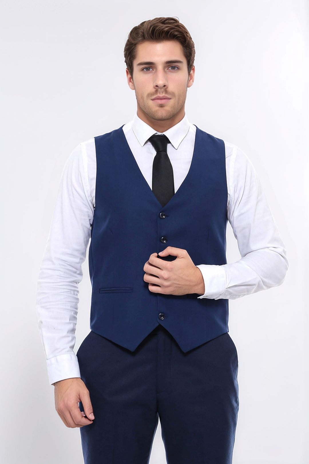 Lacivert Slimfit Düz Yelek - Wessi