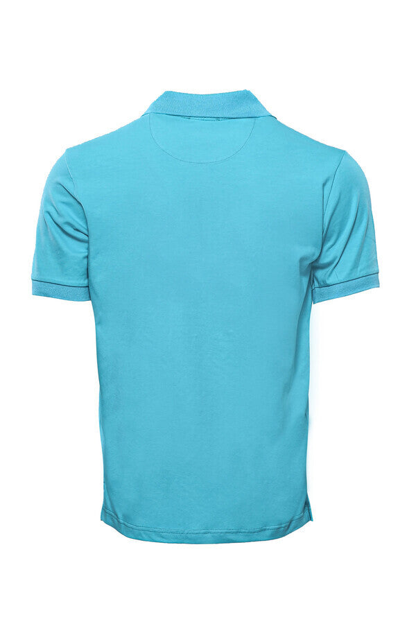 Polo Yaka Düz Mavi Erkek T-shirt - Wessi