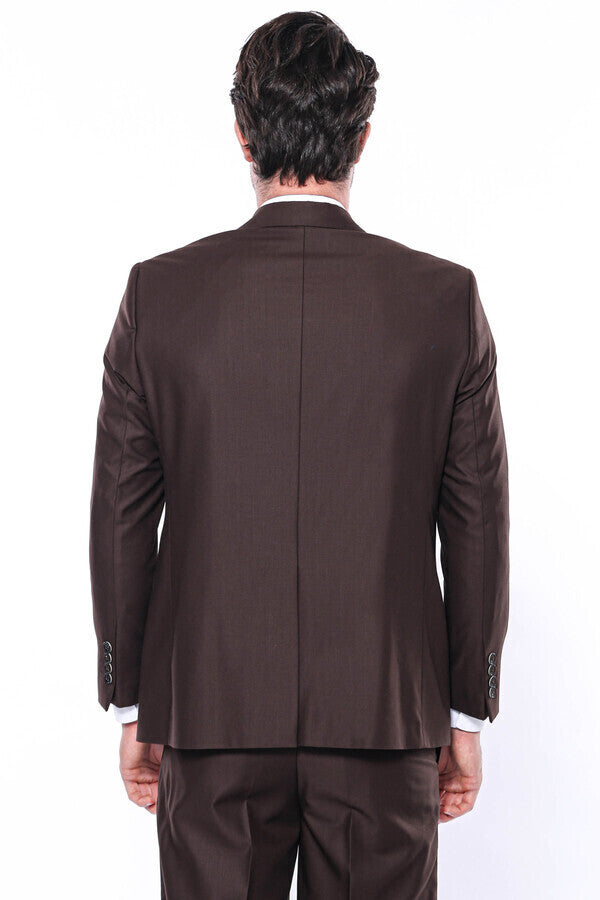 4 Drop Klasik Kesim Kahverengi Takım Elbise | Wessi
