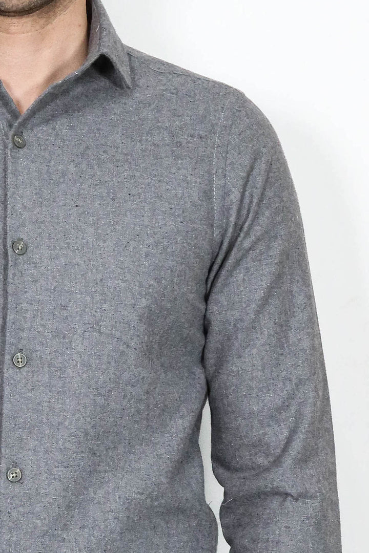Desensiz Slim Fit Gri Erkek Oduncu Gömlek - Wessi