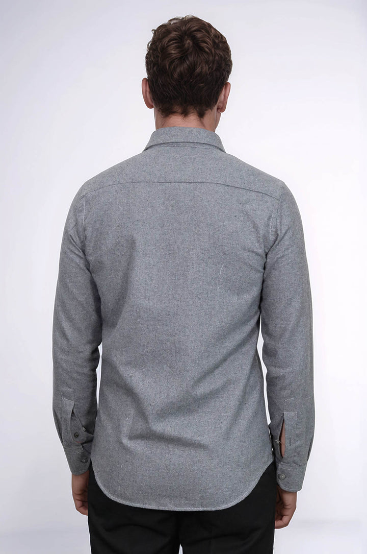 Desensiz Slim Fit Gri Erkek Oduncu Gömlek - Wessi