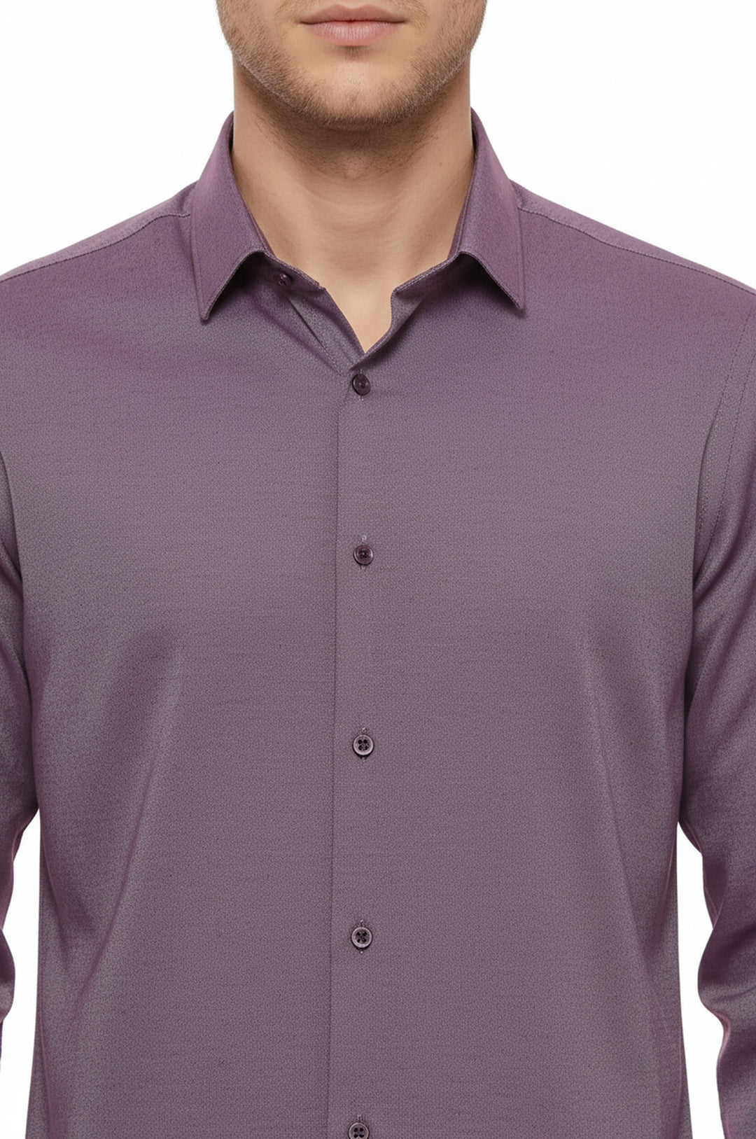 Koyu Bordo Kendinden Desenli Uzun Kol Slim Fit Gömlek - Wessi