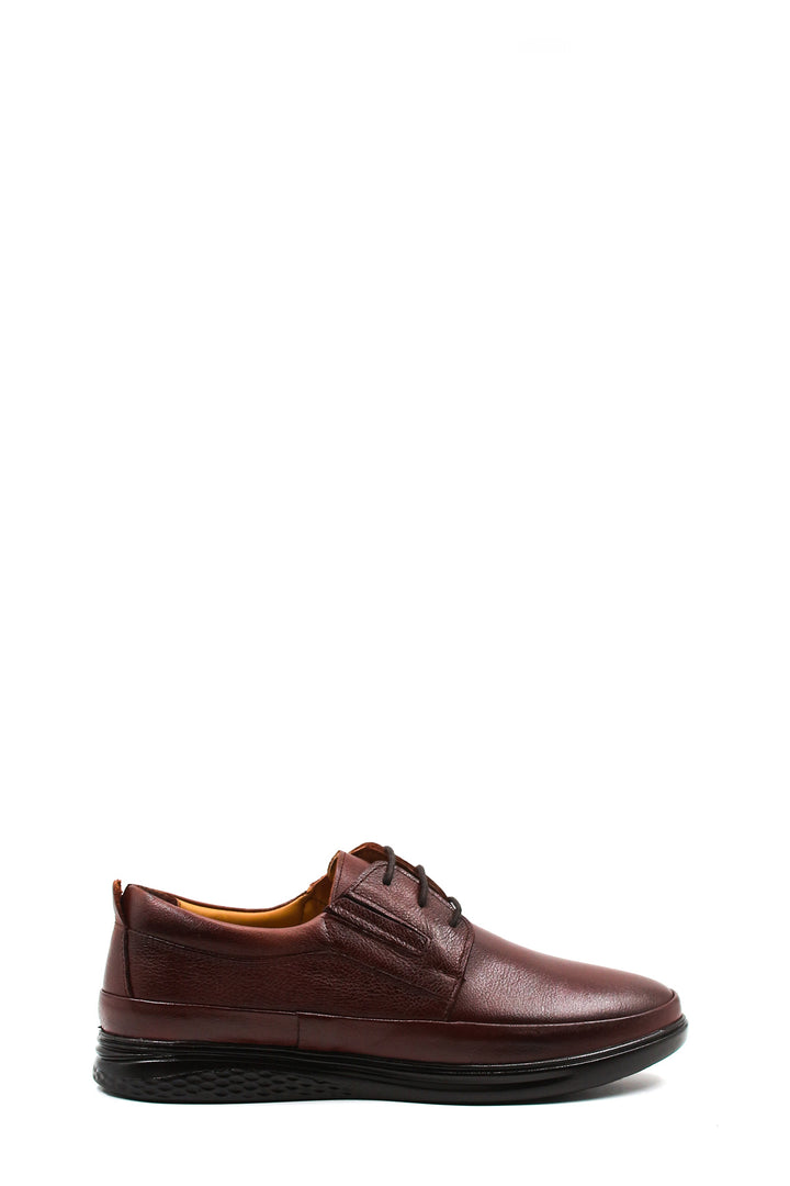 Bordo Deri Günlük Bağcıklı Erkek Loafer -Wessi