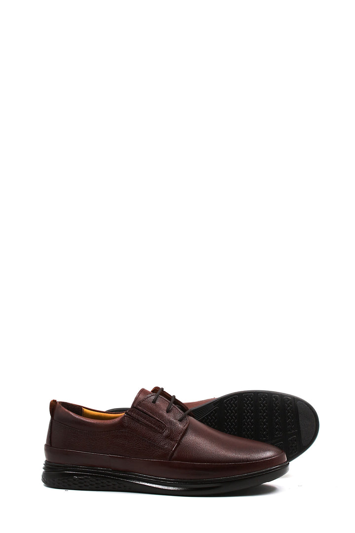 Bordo Deri Günlük Bağcıklı Erkek Loafer -Wessi
