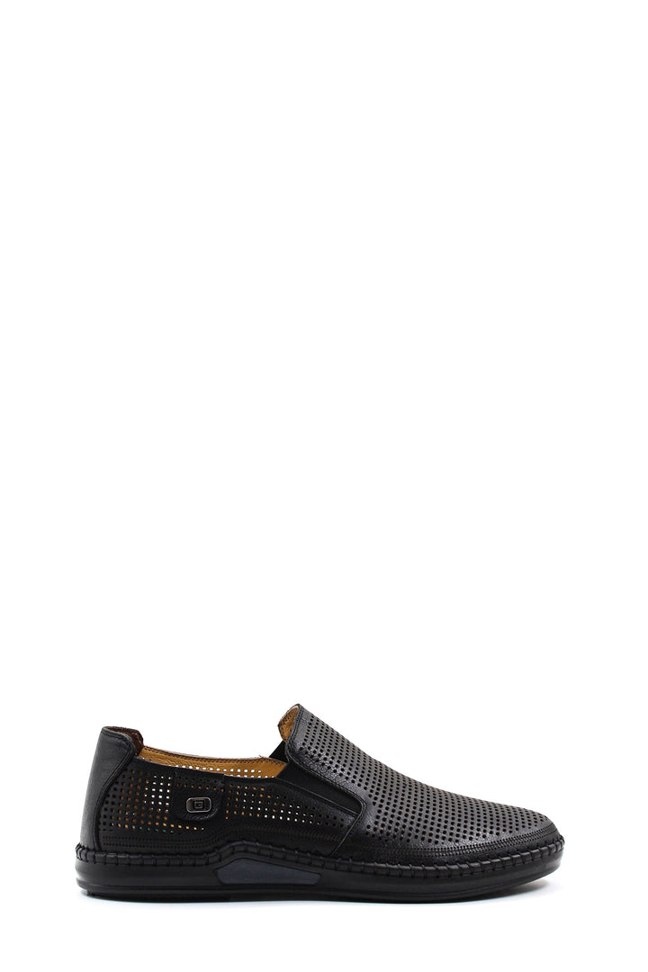 Siyah Delikli Bağıcıksız Erkek Loafer - Wessi