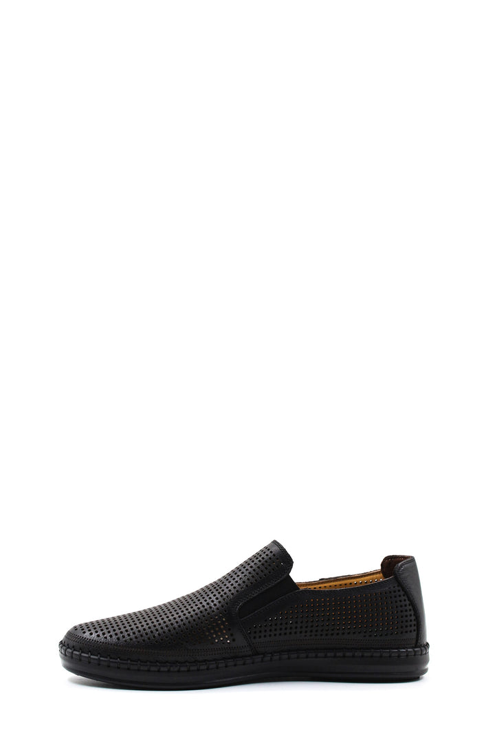 Siyah Delikli Bağıcıksız Erkek Loafer - Wessi