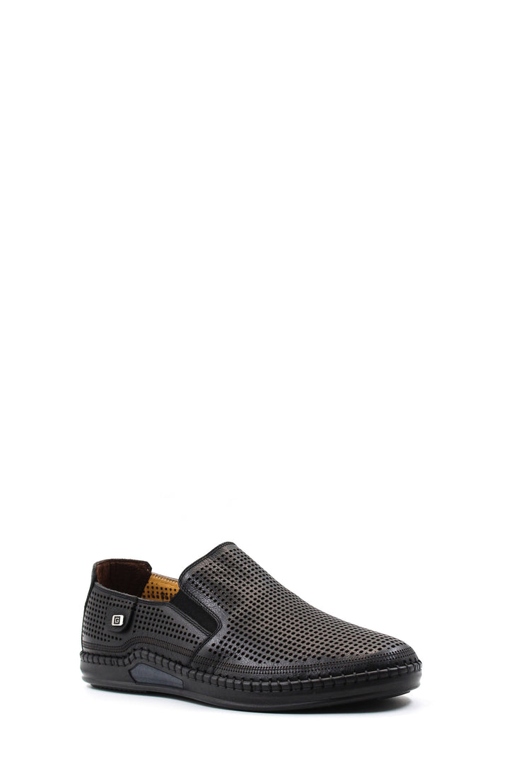 Siyah Delikli Bağıcıksız Erkek Loafer - Wessi