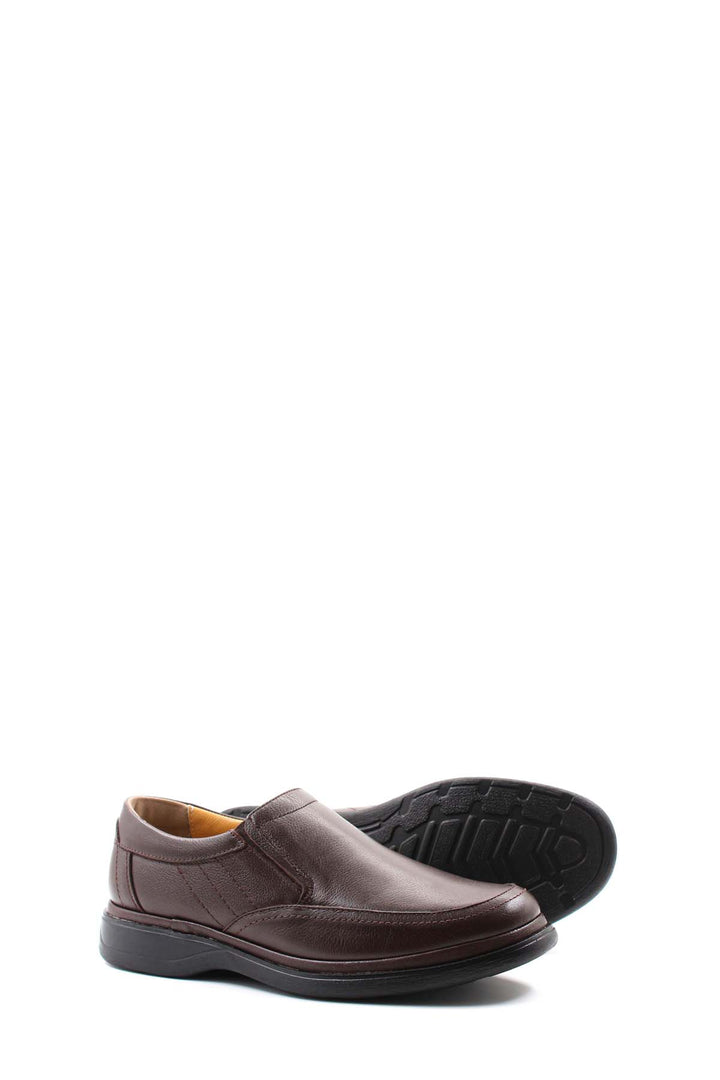 Kahverengi Deri Bağıcıksız Loafer - Wessi